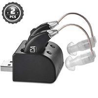 Digital Hearing Amplifiers - Rechargeable Premium BTE Personal Sound Amplifier Pair with USB Dock, Behind The Ear Hearing Enhancement Devices with Long Lasting Battery Life, Black