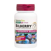 NaturesPlus Herbal Actives Bilberry - 100 mg, 25% Anthocyanosides - 30 Vegan Tablets, Extended Release - Supports Healthy Eye Function - Hypoallergenic, Vegetarian, Gluten-Free - 30 Servings