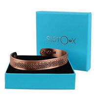 SISTO-X Copper Magnetic Cuff Bracelet/Bangle Danish Design by Sisto-X® 6 Magnets Strong Neodymium XL (190-225Mm)