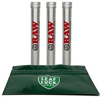 RAW Aluminum Metal Cigar Tube (3 Tubes) with Leaf Lock Gear Smell Proof Pouch