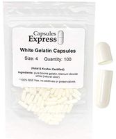 Capsules Express- Size 4 White Empty Gelatin Capsules 100 Count - Kosher Certified - Gluten-Free Pure Bovine Gelatin Pill Capsule - DIY Powder Filling
