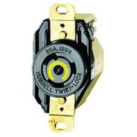 Hubbell Wiring Systems Locking Devices, Twist-Lock, Industrial, Flush Receptacle, 30A 277V AC, 2-Pole 3-Wire Grounding, L7-30R, Screw Terminal, Black