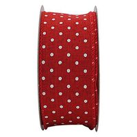 Ribbon-King Christmas Wired Edge Ribbons, Christmas Wreath, Autumn,Decorative, Gift Wrapping Ribbon, 1-1/2 Inch X 10 Yards (Wht Polka dots)