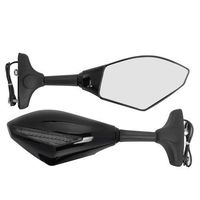 Amazinea 2pcs Front&Black Intergrated Amber LED Turn Signal Blinker Rearview Side Mirror For Honda Yamaha Kawasaki Ninja (Smoke, Black)