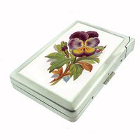 Perfection In Style Metal Cigarette Case with Built in Lighter Vintage Flowers Design 012