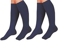 ASRocky Graduated Compression Socks Anti-Fatigue Antimicrobial Calf High Below Knee Mens Womens Sock Leg Foot Ankle Heel Support Pain Relief Stockings Reduce Swelling (2 Pair, Lg/XL, NavyBlue)