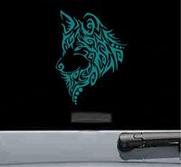 JS Artworks Tribal Wolf Head Vinyl Decal Sticker (Teal)