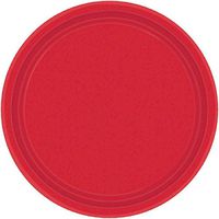 Amscan 54786.4 Value Solid Round Plates Party Supplies, 7", Apple Red