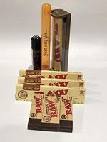 Raw Organic Hemp King Size Rolling Paper (3 Packs) Raw Original Tips (2 Packs) Raw Wide Tips (1 Pack) Plus Raw Roller 110MM, Raw Black Clipper and Large DoobTube.