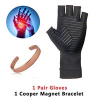 Copper-Infused Compression Arthritis Gloves Copper Magnetic Bracelet for Arthritis 2 in 1 Pack Rapid Recovery Guaranteed to Speed Up Recovery & Relieve Symptoms of Arthritis.(Glove+Bracelet*1)