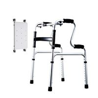 Portable Aluminum Folding Walker, 8 Adjustable Gears, 2 Wheels, Silver (Size : Walker+Bath Board)