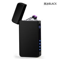 Aibote Dual Arc Plasma Metal Cigarette Lighter,with Touch Sensor Switch,Power Indicator,Electric Flameless Windproof USB Rechargeable Lighters (Black)