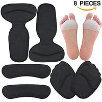 High Heel Pads (8 pcs) - High Heel Inserts, Heel Shoe Inserts, Heel Grips, Heel Cushion Inserts, Metatarsal Foot Pads, Heel Snugs for Women - Blister Prevention & Improve Shoes Too Big (Black)