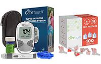 Care Touch Diabetes Testing Kit (50 Strips) Bundle with Care Touch Pen Needles, 32 Gauge, 5/32 inches, 4mm (Pack of 100)