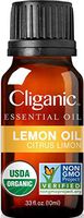 USDA Organic Lemon Essential Oil, 100% Pure & Natural | Undiluted, Therapeutic Grade for Aromatherapy, Skin, Household Cleaning | Premium Certified Organic | Cliganic 90 Days Warranty