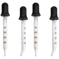 Eye Droppers - Pack of 4, Bulk Bent & Straight Tip Calibrated Glass Medicine Dropper Set