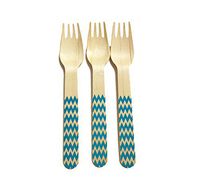 Perfect Stix Chevron Forks 158 36-Blue Printed Wooden Forks with Blue Chevron Pattern, 6" (Pack of 36)