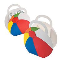 Fun Express Beach Ball Party Favor Treat Boxes - 12 pc,Red, Blue, Yellow, Green, White