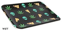 Rolling Trays (6 Pack), Medium, Great for Parties, Reusable Food Grade Paper Plate Material (Aliens & Pizza)