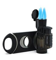 Vertigo Cyclone Quad Lighter 64 Ring Cigar Cutter Set