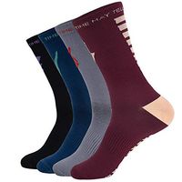 Time May Tell Compression Athletic Crew Socks for Men & Women,Fit for Running,Outdoor Sports,Travel 4 Pack(Red,Blue,grey,black 7”-11”)