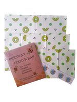 Beeswax food wrap Set of 3 FDA approved Alternative to plastic and tin foil to wrap fresh and cold items (Kiwi) plus biodegradable stickers