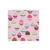 Pack of 20 Printed Cupcake Cocktail Size Paper Napkin Pink 5" x 5"
