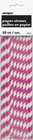 Hot Pink Striped Paper Straws, 10ct