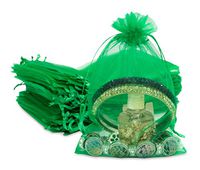 TheDisplayGuys 100-Pack 4x6 Light Green Sheer Organza Gift Bags with Drawstring, Jewelry Candy Treat Wedding Party Favors Mesh Pouch