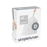 simplehuman Code D Custom Fit Drawstring Trash Bags, 20 Liter / 5.2 Gallon, 3 Refill Packs (60 Count)