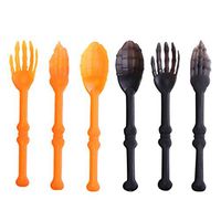 Hemoton 2 Sets Halloween Plastic Forks Spoons Skeleton Cutlery Decorative Dinner Tableware for Party - Mixed Colors