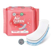 AIRQUEEN (Panty Liner Long 1 Pack / 20 Total) Real Breathable Certified 100% Organic Cotton Menstrual Pads for Period - Ultra Slim & Super Absorbency Sanitary Napkins