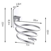 LOSYU Wall-Mounted Hair Dryer Rack, Bathroom Storage Shelf, Spiral Hair Dryer Bracket, Space Aluminum Hair Dryer Base, with Plug Storage Home Hotel Lavatory (Color : Silver)