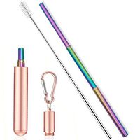 Straws Drinking Reusable Collapsible, Telescopic Stainless Steel Metal Straw, Portable Drinking Straw for 12oz/20oz/30oz Cups, perfect for Drinking Water, Coffe, Smoothie, Juice, Milkshake