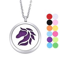 Car Air Freshener Aromatherapy Essential Oil Diffuser Vent Stainless Steel Locket with Clip Rings 12 Colors Refill Pads