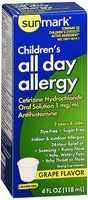 Sunmark Children's All Day Allergy Oral Solution Sugar Free Grape Flavor - 4 oz