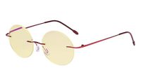 Eyekepper Computer Reading Glasses Blue Light Blocking-Round Rimless Readers Men Women Yellow Tinted,Red +1.75