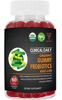 Vegan USDA Organic Probiotic Gummies for Women, Men and Kids. Chewable Probiotics Designed to Give Adults and Children That Digestive, Immune and Energy Advantage. 60 Count Family Colon Health Vitamin