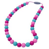 Munchables Sensory Chew Necklace for Girls (Fuchsia/Aqua/Pink No Knots)