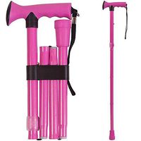 Folding Walking Cane - Collapsible Walking Stick - Adjustable Medical Foldable Cane for Women - Contoured Cane Walking Stick Handle, Pink