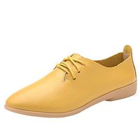 Neartime Women Shoes, Casual Leather Flats Shoes Pointed Toe Lace-up Solid Color Shoes Comfortable Sandals