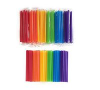 Assorted Colors Extra Jumbo Individually Wrapped Wide Plastic Straws (50 pack) and Assorted Colors Wide Straight Plastic Straws (100 pack) - Party Supplies Disposable Kid Friendly