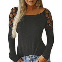 Meikosks Women's T Shirt Long Sleeve Off Shoulder Tops Solid Color Blouses Fashion Pullover Gray