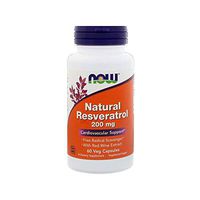 NOW Supplements, Natural Resveratrol 200 mg with Red Wine Extract, 60 Veg Capsules