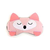 Linen Animal with Ears Sleeping Mask Sleep Shade Cooling Mask with Ice Pack 1pc (Pink Raccoon)
