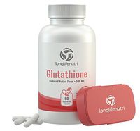 Reduced L Glutathione Supplement 500mg GSH | 60 Vegetarian Capsules | Complex with Milk Thistle Extract & Alpha Lipoic Acid | Natural Cellular Antioxidant & Skin Whitening Powder Pill | Supports Liver