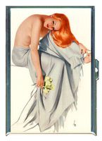 Beautiful Varga Girl Redhead Pin Up Double-Sided Cigarette Case, ID Holder, Wallet with RFID Theft Protection
