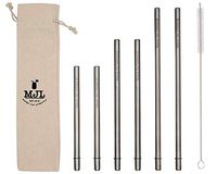 Combo Pack Safer Rounded End Stainless Steel Metal Straws for Mason Jars (6 Pack + Cleaning Brush + Bag)
