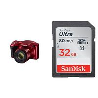 Canon PowerShot SX420 Digital Camera Red with 32GB SanDisk Memory Card