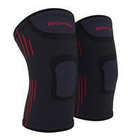 ProFitness Knee Sleeves (One Pair) Knee Support for Joint Pain & Arthritis Pain Relief - Effective Support for Running, Pain Management, Arthritis Pain, Surgery Recovery (Small, Dark Gray/Red)